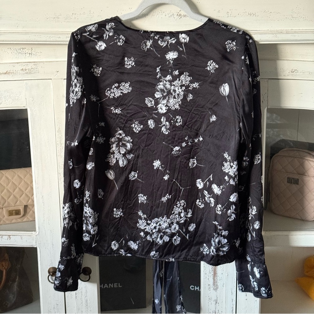 Cami NYC Lila Black Floral Tie-Front Blouse - Picture 7 of 7